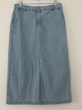 Belle Vere Light Wash Denim Midi Skirt Slit Western Cowgirl 90s retro Women’s 6